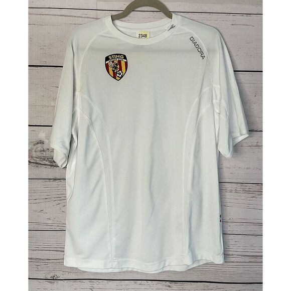 Diadora 10‎ Jersey Medium M Mens Sting Italy T-Shirt White Soccer Club Menscore - Picture 2 of 15
